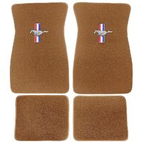 1964 - 1973 Mustang Embroidered Carpet Floor Mats (Saddle)