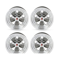 15 x 7 & 16 x 8 Styled Steel Alloy Wheel SET 4 with Mustang Caps & Nuts - Charcoal Grey 