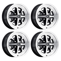 15 x 6 Magnum Alloy Wheel SET 4 with Caps & Nuts 4 Lug - Gloss Black