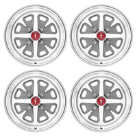 15 x 6 Magnum Alloy Wheel SET 4 with Caps & Nuts 4 Lug - Charcoal