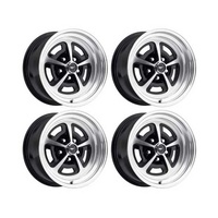 15 x 7 & 16 x 8 Magnum Alloy Wheel SET 4 with Mustang Caps & Nuts - Gloss Black