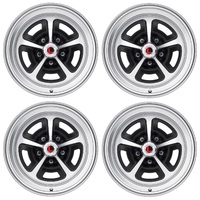 15 x 7 & 16 x 8 Magnum Alloy Wheel SET 4 with Mustang Caps & Nuts - Satin Black