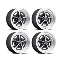 16 x 8 Magnum Alloy Wheel SET 4 with Mustang Caps & Nuts - Satin Black