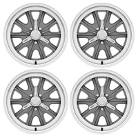 17 x 7 & 17 x 8 Cobra Eleanor Alloy Wheel Grey SET 4 with Spinner Caps & Nuts