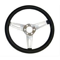 Corso Feroce Black Leather Steering Wheel - 15", 6 Hole