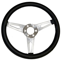 Corso Feroce Black Leather Steering Wheel - 14", 6 Hole