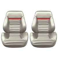 1969 Mustang Mach 1 Touring II Assembled Reclining Bucket Seats - White/Red