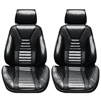 1971-73 Mustang Mach 1 Touring II Assembled Reclining Bucket Seats - Black/Red
