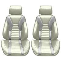 1971-73 Mustang Mach 1 Touring II Assembled Reclining Bucket Seats - White/Silver
