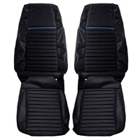 1970 Mustang Mach 1 Front Bucket Seats Upholstery Set - Black/Blue