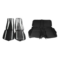 1971-73 Mustang Mach 1 Fastback Front & Rear Upholstery Set - Black/White