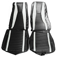 1971-73 Mustang Mach 1 Front Bucket Seats Upholstery Set - Black/White