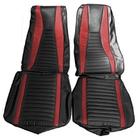 1971-73 Mustang Mach 1 Front Bucket Seats Upholstery Set - Black/Red