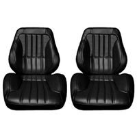 1967-72 Chevrolet Truck Touring II Assembled Reclining Bucket Seats - Black/Teal