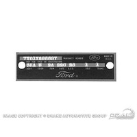 1964 - 1969 Mustang Door Tag Plate (with Rivets)