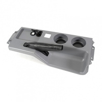 1987-93 Mustang Console Cup Holder Panel With Leather Park Brake Boot - Smoke Gray