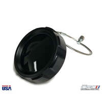 1966 Mustang GT350 Gas Cap Style Assembly - Vented With Security Cable in Restomod Black