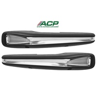 1963-64 Ranchero/US Falcon/1963 Comet Deluxe Arm Rest Pads w/Stainless Steel Trim (Pair) Black