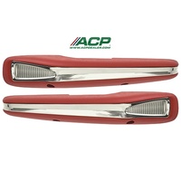 1963-64 Ranchero/US Falcon/1963 Comet Deluxe Arm Rest Pads w/Stainless Steel Trim (Pair) Red
