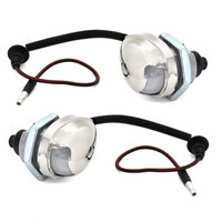 1966-72 Ford Chrome License Plate Light Assembly with Pigtail - Pair