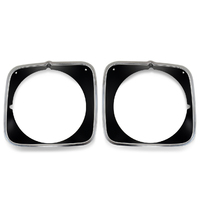 1973 Mustang Headlight Doors - Polished Surrounds Painted Black - Mach 1 Grande - Pair