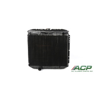 1969-70 Mustang 20" Radiator V8 302/351 w/o AC LH Out - Copper 3 Row Large Tube