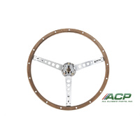 1965-66 Mustang Deluxe Woodgrain Assembly Steering Wheel (Includes Horn Ring, Collar & Hardware)