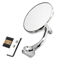 Peep Mirror 4" with Curved Arm - Driver or Passenger Side
