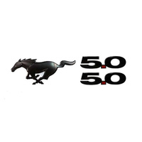 2015 - 2020 Mustang Grille & Fender Emblems - Black GT - Genuine Ford