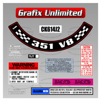 Ford Falcon XY ZD Fairlane Engine Bay Decal Kit - 351