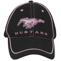 Mustang Logo Hat, Black & Pink