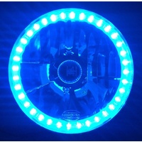 Semi Sealed Beam Headlight 7" Multi Surface Reflector Clear Lens H4 - Blue LED Halo - Pair