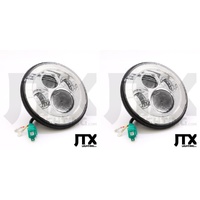 Semi Sealed Beam Headlight 7" Reflector Clear Lens H4 LED - Chrome - Pair