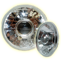 Semi Sealed Beam Headlight 7" Multi Surface Reflector Clear Lens H4 - Projector - Pair