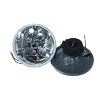 Semi Sealed Beam Headlight 7" Multi Surface Reflector Clear Lens H4 - Tribar with Blue Dot - Pair
