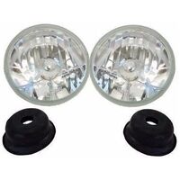 Semi Sealed Beam Headlight 7" Multi Surface Reflector Clear Lens H4