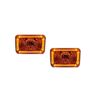 Semi Sealed Beam Headlight 4" x 6" Multi Surface Reflector Clear Lens H4 - Amber LED Halo - Pair