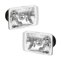 Semi Sealed Beam Headlight 4" x 6" Multi Surface Reflector Clear Lens H4 - Pair