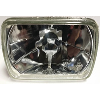 Semi Sealed Beam Headlight 6" x 8" Multi Surface Reflector Clear Lens H4 Pair - with Bulbs