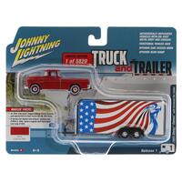 1:64 Scale Chevy Cameo with Enclosed Car Trailer Diecast Model
