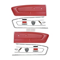 1964 - 1966 Mustang Deluxe Pony Door Panel Conversion Kit - Bright Red