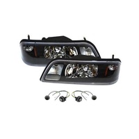 1987 - 1993 Mustang 1 Piece Headlight & Parker Light Kit - Black 