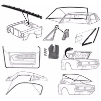 1965 - 1966 Mustang Rubber Kit Weatherstrips Door Screen Seals Fastback - Deluxe
