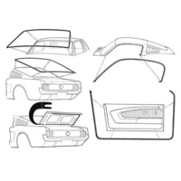1965 - 1966 Mustang Rubber Kit Weatherstrips Door Screen Seals Fastback