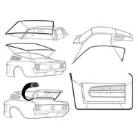 1967 - 1968 Mustang Rubber Kit Weatherstrips Door Screen Seals Fastback
