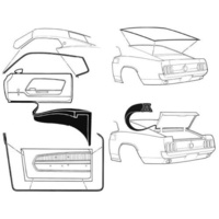 1969 - 1970 Mustang Rubber Kit Weatherstrips Door Screen Seals Fastback