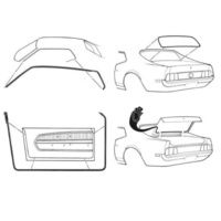 1971 - 1973 Mustang Rubber Kit Weatherstrips Door Screen Seals Coupe