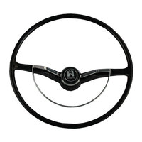 1953 - 1971 Volkswagen VW Beetle Steering Wheel, Chrome Horn Ring & Button Kit - Black