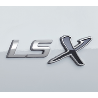 Genuine General Motors LS X Badge, Chrome with Black Accent Emblem