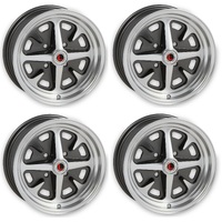 14 x 6 Magnum 400, 4 on 4.5 BP, 3.75" BS, Machined - Charcoal - Set of 4